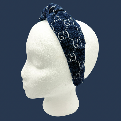 The Kate Knotted Headband - Navy Chenille